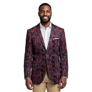 Solid Burgundy Textured Multi Tone Pattern Mens Suit Jacket